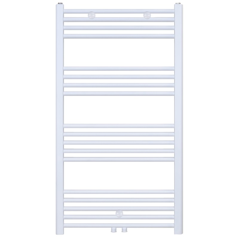 Sèche-serviette avec raccordement central blanc mat brossé H1600 L600 828 w