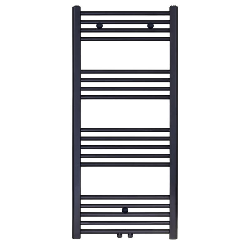 Sèche-serviette avec raccordement central noir mat brossé H1600 L600 828 w