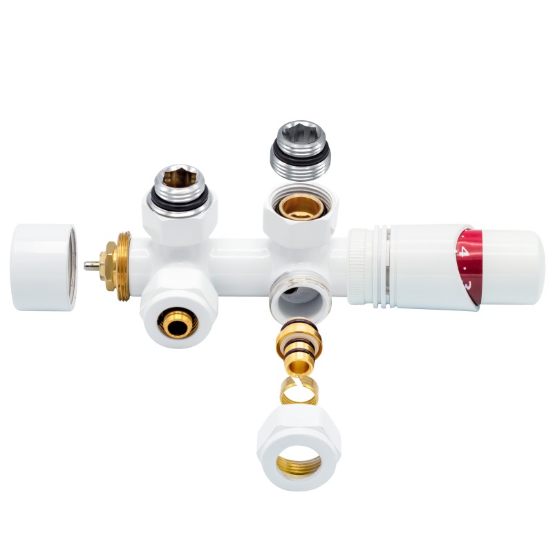 Vanne thermostatique pour radiateur d'angle équerre blanc 1/2Mx16/2 M30