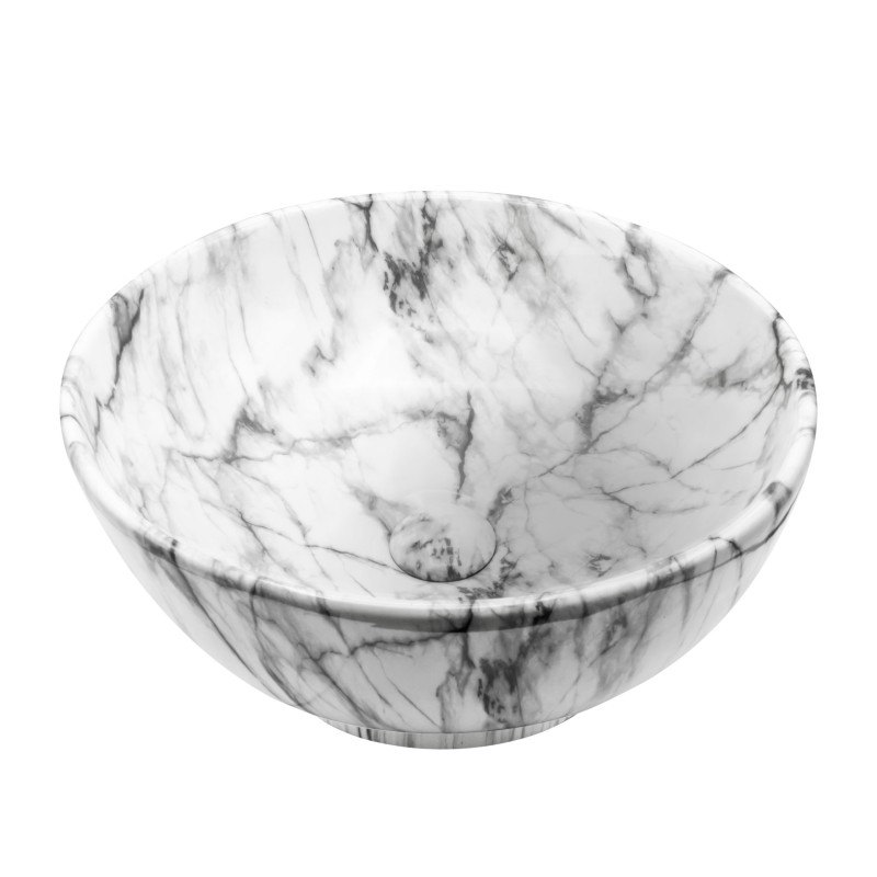 Vasque à poser en céramique coloris blanc et noir 41x41x18 cm