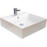 Vasque en céramique blanc avec décoration dorée 50x50x14 cm
