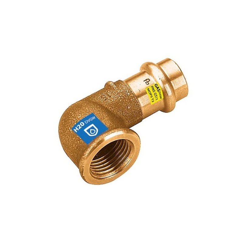 Coude 90° à sertir gaz 1/2"Fx22