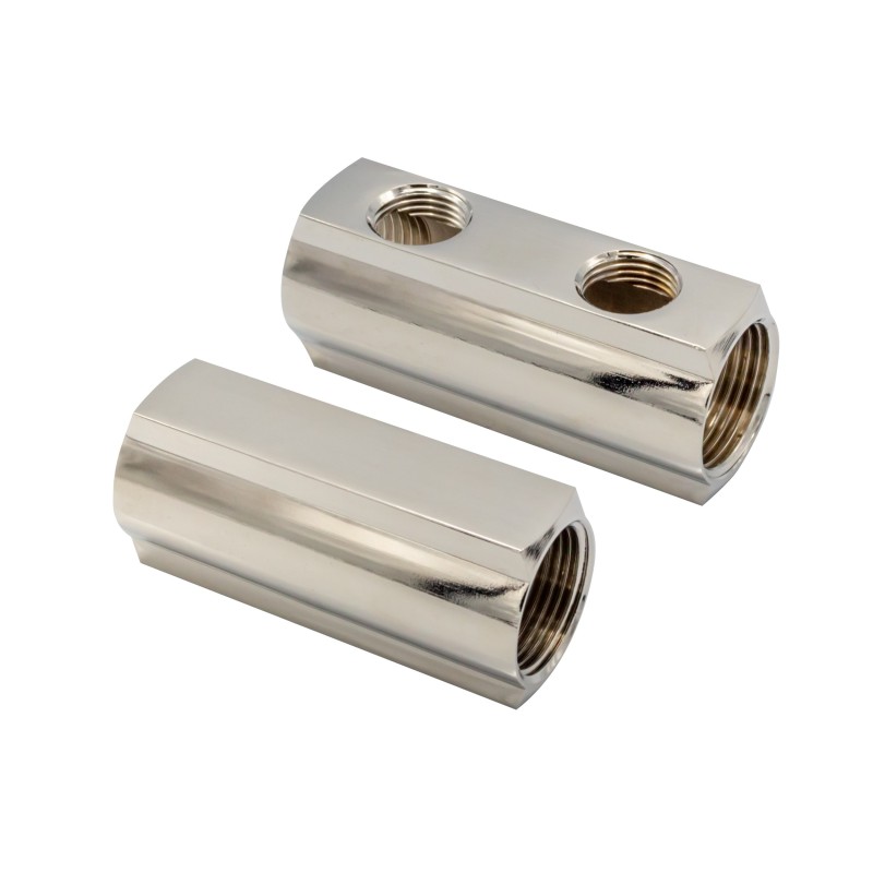 Collecteur en laiton nickel 1" 2x1/2"F