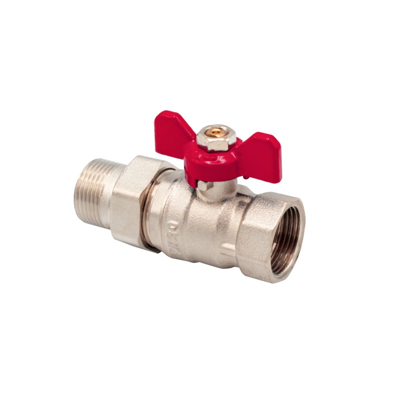 Vanne à bille avec raccord union MF 1" rouge