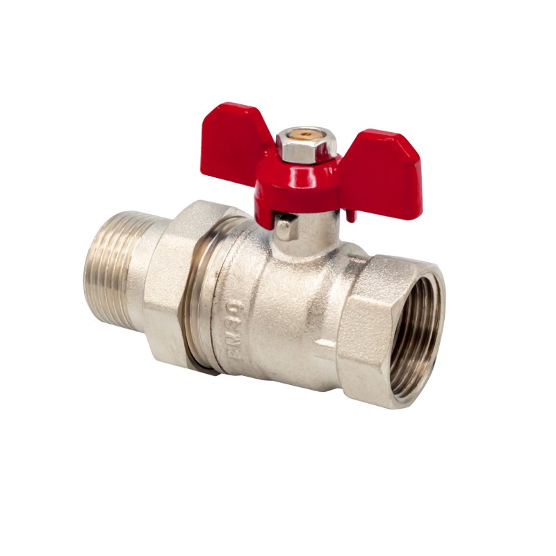 Vanne à bille avec raccord union MF 3/4" rouge