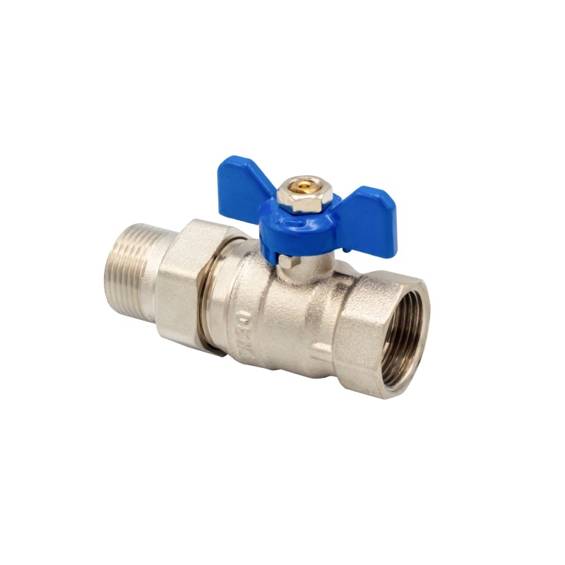 Vanne à bille avec raccord union MF 1" bleu