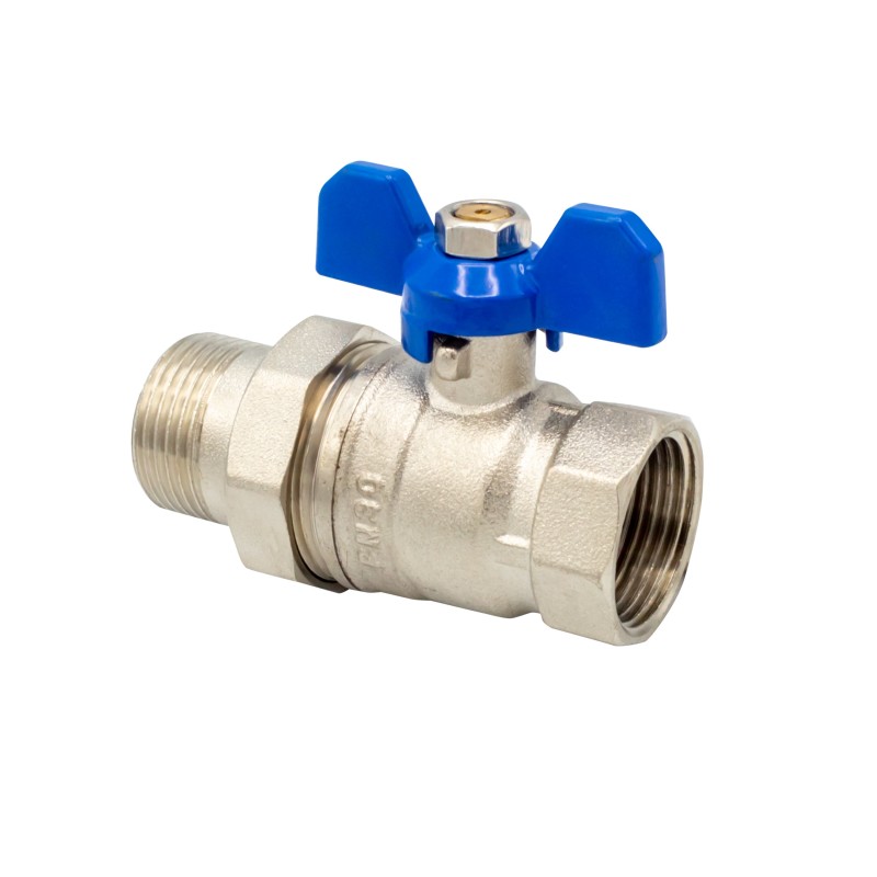 Vanne à bille avec raccord union MF 3/4" bleu
