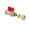 Mini vanne à bille avec raccord 1/2"M-16x2 rouge