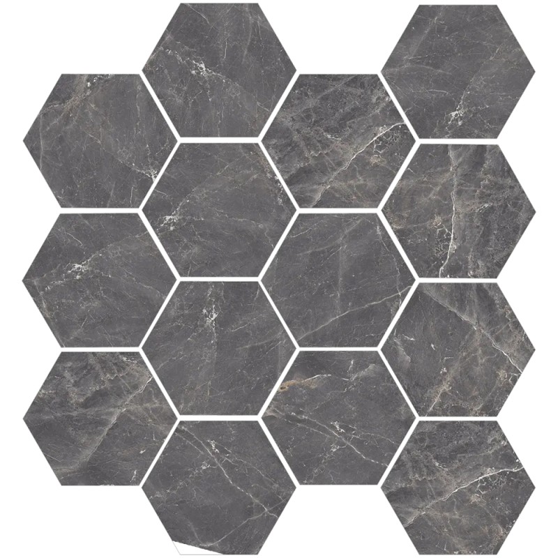 Mailles décoratives Oporto hexagone coloris gris poli 28x26 cm