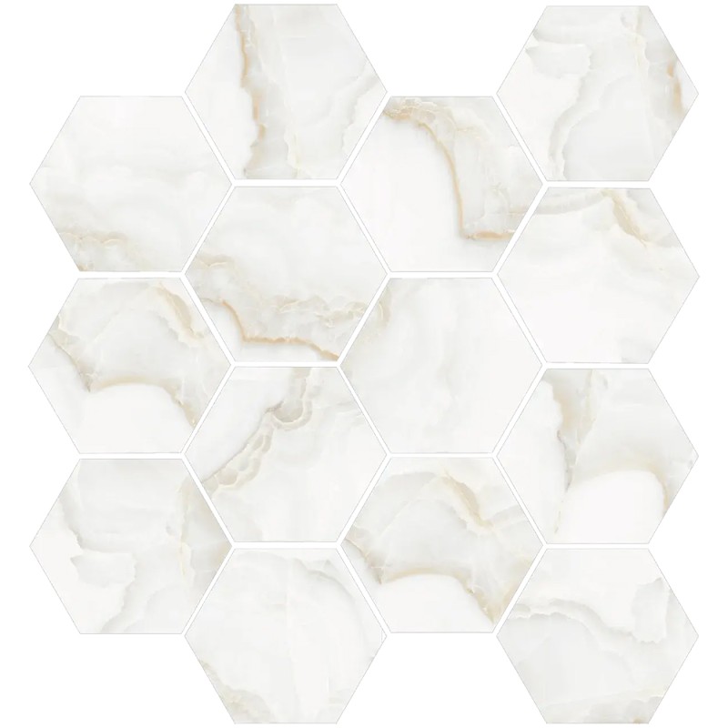 Mailles décoratives Onice hexagone coloris beige poli 28x26 cm