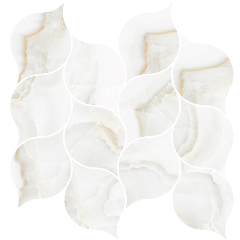 Mailles décoratives Onice feuille coloris beige poli 29x27 cm