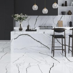 Carrelage Marquina Blanco coloris blanc poli 120x280 cm