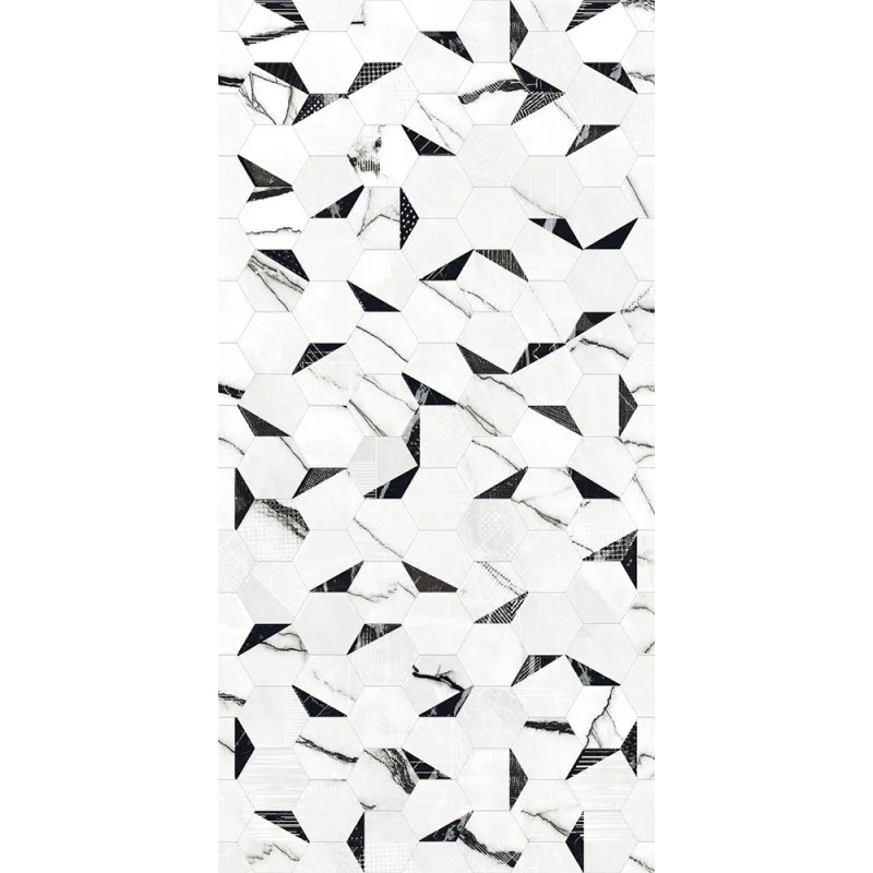Carrelage Marquina Blanco decor mix poli 60x120 cm