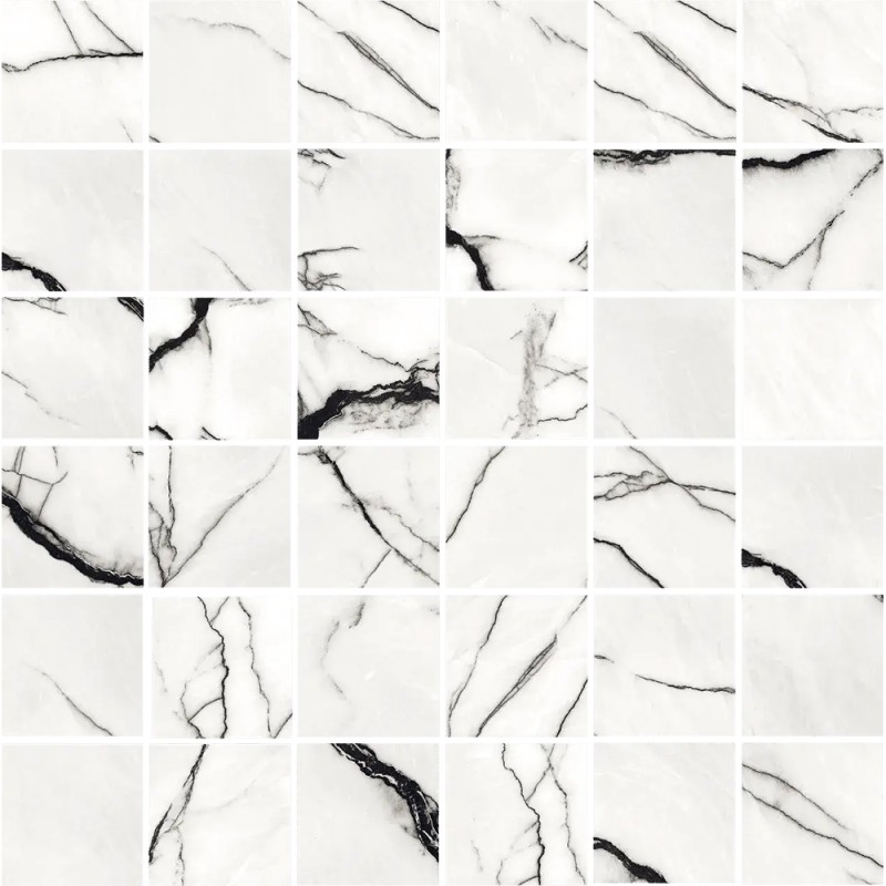 Mailles décoratives Marquina Blanco carré coloris blanc poli 30x30 cm