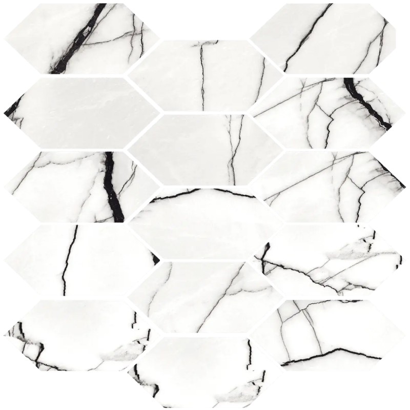 Mailles décoratives Marquina Blanco panal coloris blanc poli 30x30 cm