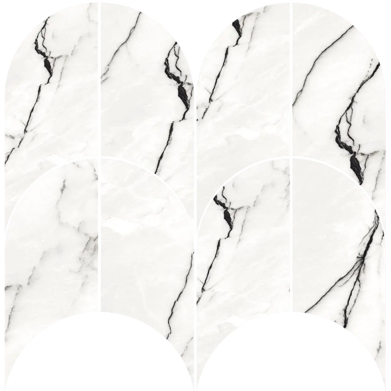 Mailles décoratives Marquina Blanco écailles coloris blanc poli 29x30 cm