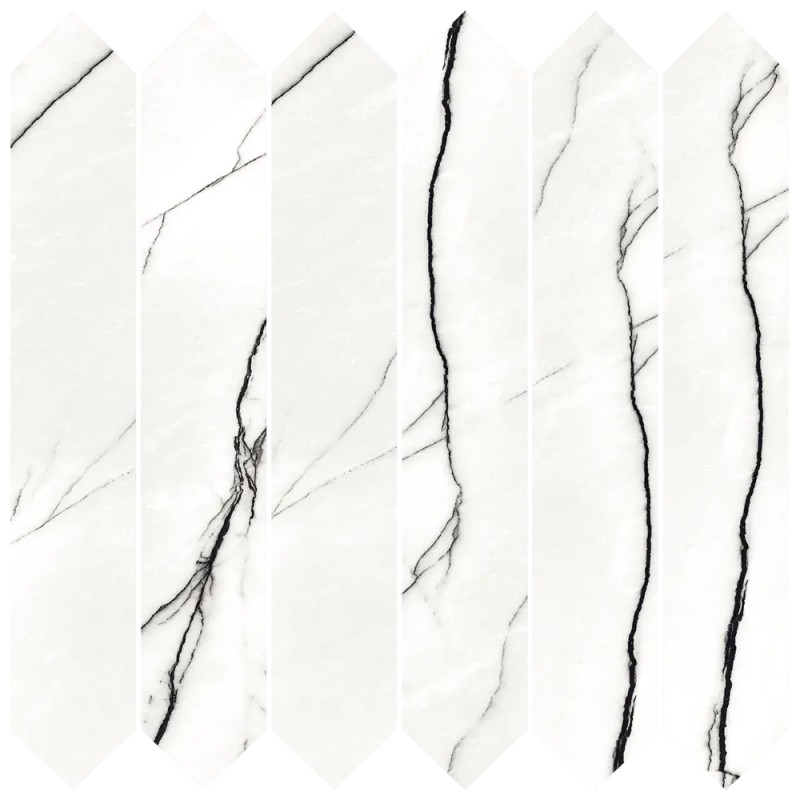 Mailles décoratives Marquina Blanco flèche coloris blanc poli 30x30 cm