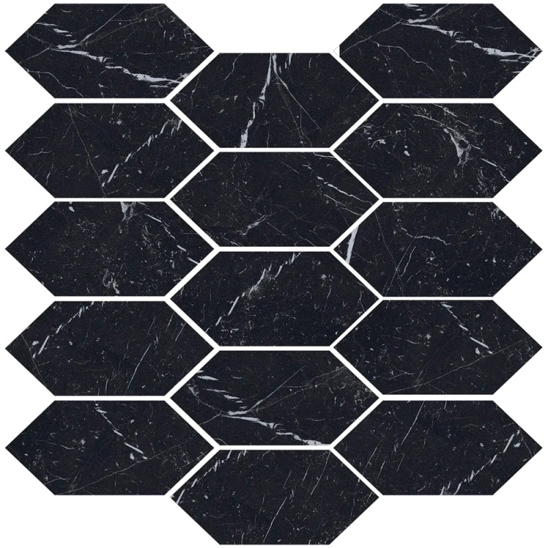Mailles décoratives Lucca Nero panal coloris noir poli 30x30 cm