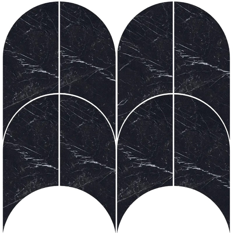 Mailles décoratives Lucca Nero écailles coloris noir poli 29x30 cm