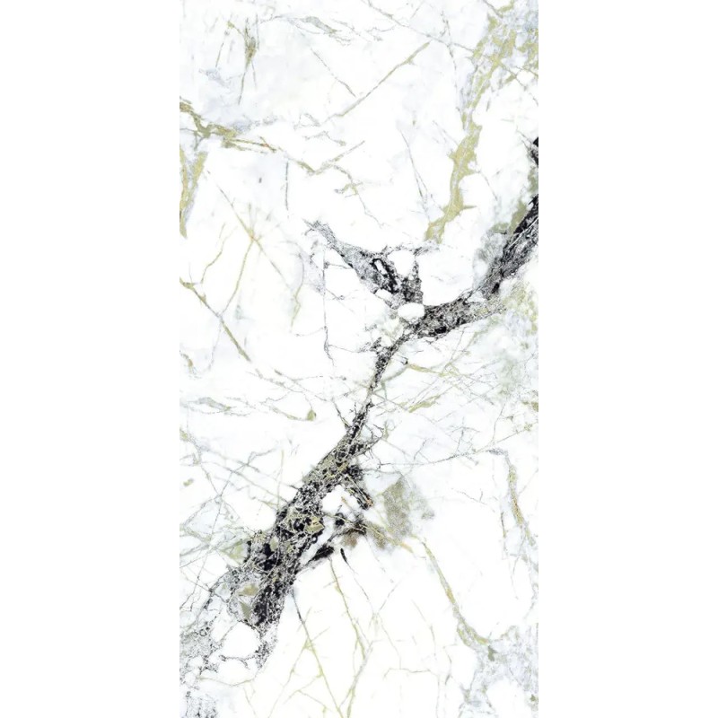 Carrelage Calacatta Green coloris blanc et vert poli 80x160 cm