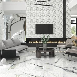 Carrelage Calacatta Green coloris blanc et vert poli 120x120 cm