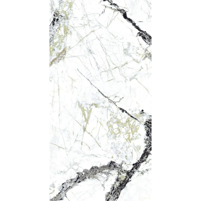 Carrelage Calacatta Green coloris blanc et vert poli 120x240 cm