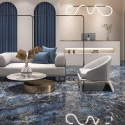 Carrelage Kingstone coloris bleu poli 80x160 cm