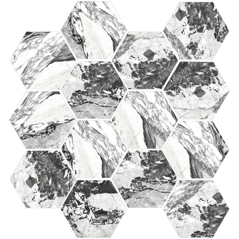 Mailles décoratives Finlandia hexagone coloris gris mat 28x26 cm