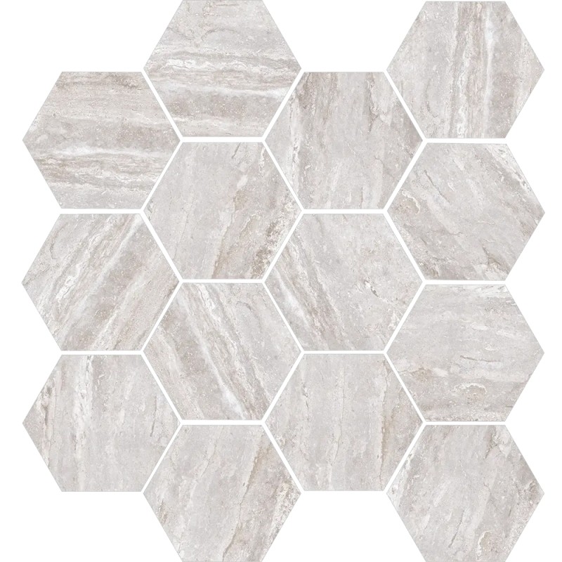 Mailles décoratives Estambul hexagone coloris gris mat 28x26 cm