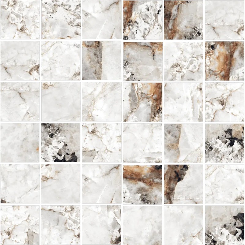 Mailles décoratives Belice carré coloris blanc mat 30x30 cm