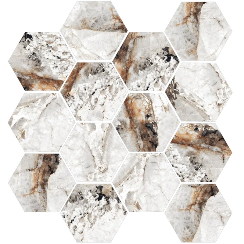 Mailles décoratives Belice hexagone coloris blanc mat 28x26 cm