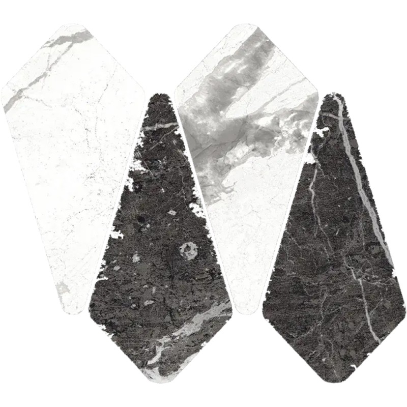 Mailles décoratives Di Marmi Diamante coloris noir et blanc poli 29,9x33,8 cm