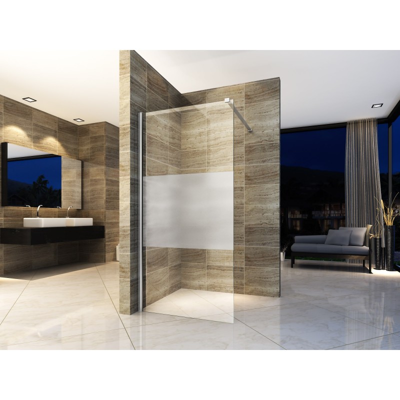 Aloni Paroi de douche avec bande centrale demi mat 800x2000mm