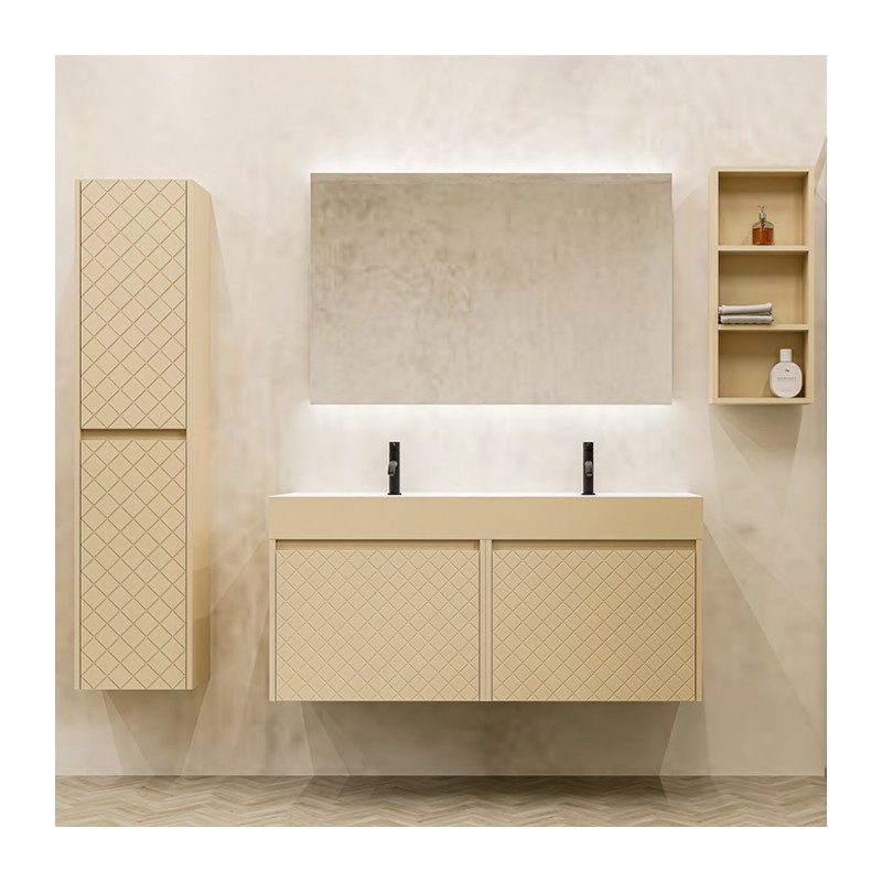 Ensemble salle de bain Diamante avec une colonne et un meuble suspendu et niche de 3 étages
