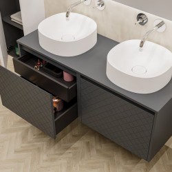 Ensemble salle de bain Diamante avec une colonne et un meuble suspendu et niche de 3 étages