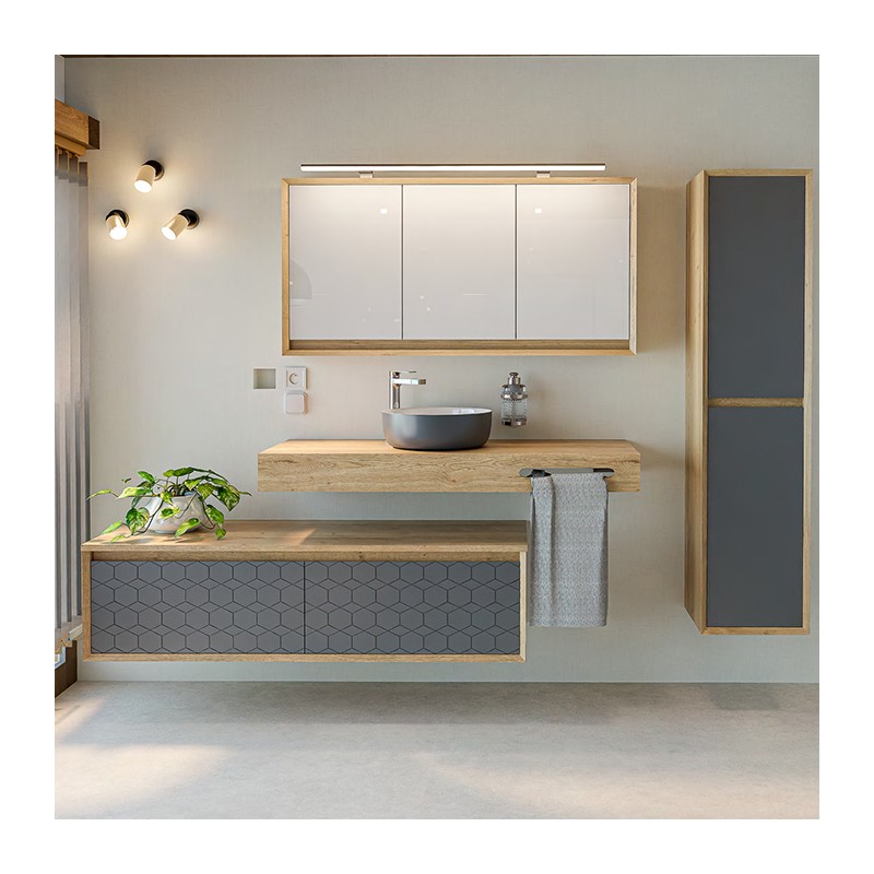Ensemble salle de bain Luxor 45 avec meuble suspendu de 2 tiroirs