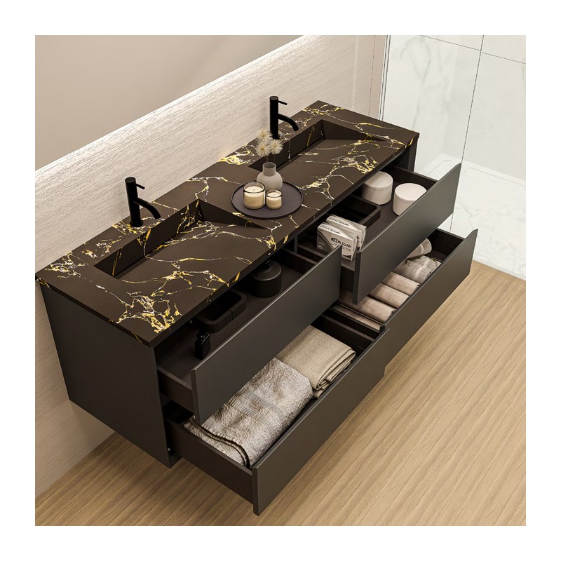 Ensemble salle de bain Luxor 52 avec meuble suspendu de 4 tiroirs