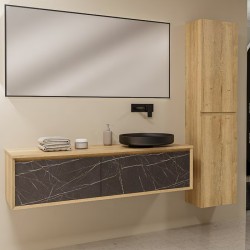 Ensemble salle de bain Luxor 45 avec meuble suspendu de 2 tiroirs