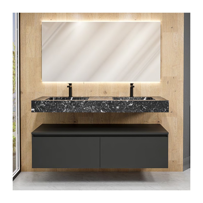 Ensemble salle de bain Marina 45 avec meuble suspendu de 2 tiroirs
