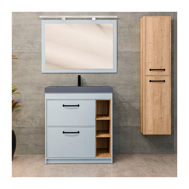 Ensemble salle de bain Odama 85 avec meuble suspendu de 2 tiroirs