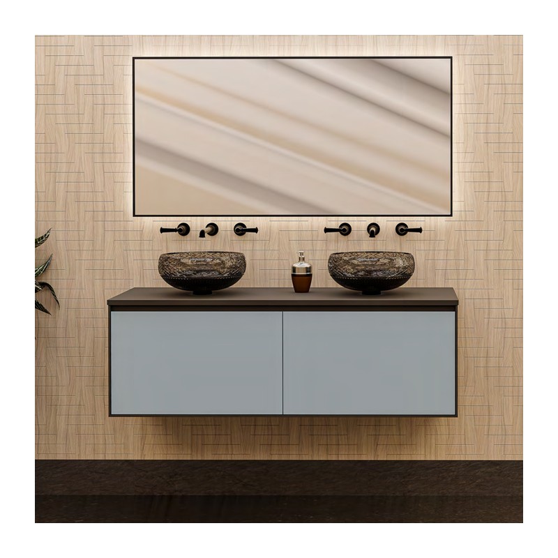 Ensemble salle de bain Rina 45 avec meuble suspendu de 2 tiroirs