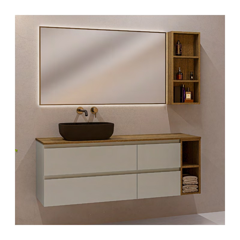 Ensemble salle de bain Yasmin 50 avec meuble suspendu de 4 tiroirs