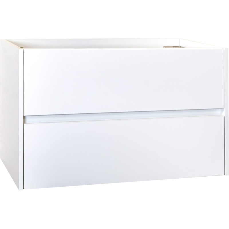 Meuble sous évier avec vaque en poli béton coloris blanc brillant 60 cm