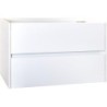 Meuble sous évier avec vaque en poli béton coloris blanc brillant 60 cm