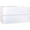 Meuble sous évier avec vaque en poli béton coloris blanc brillant 80 cm