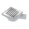 Creavit siphon de sol carré 15x15 en PVC avec grille en inox pour sortie horizontale