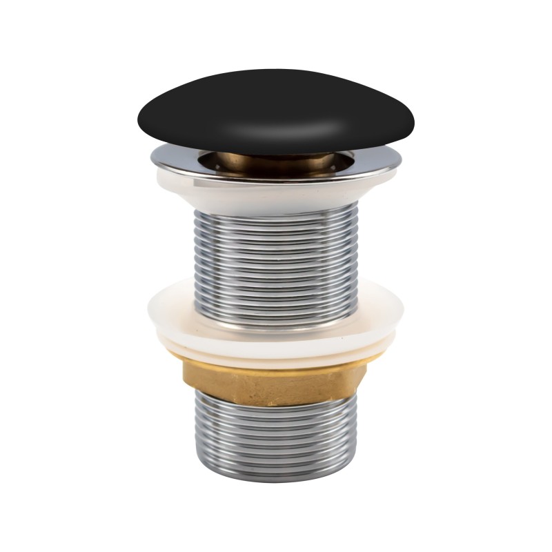 Aloni Évacuation Lavabo push-up trop plein en céramique coloris noir 5/4"