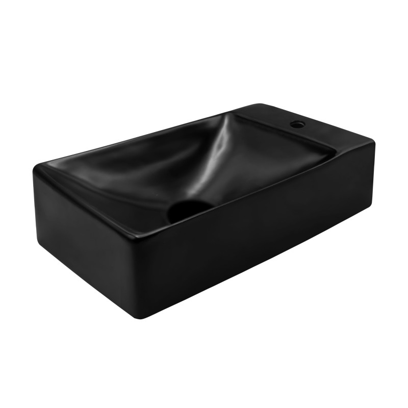 Aloni Lavabo en céramique avec trou de robinetterie à droite coloris noir mat 35x30 cm