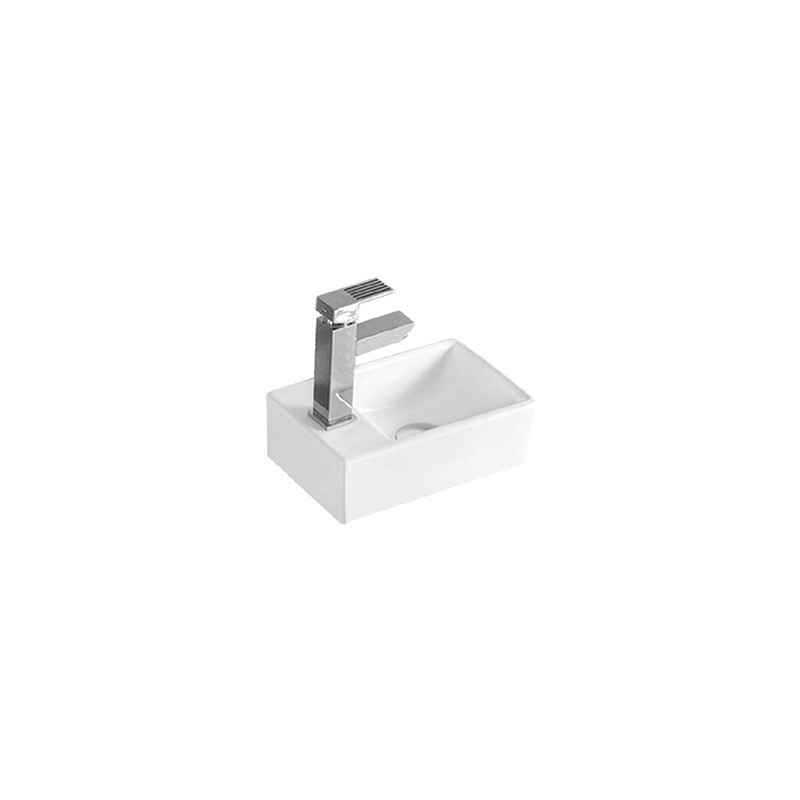 Aloni Lavabo en céramique avec trou de robinetterie à gauche coloris blanc 30,5x19x10,5 cm