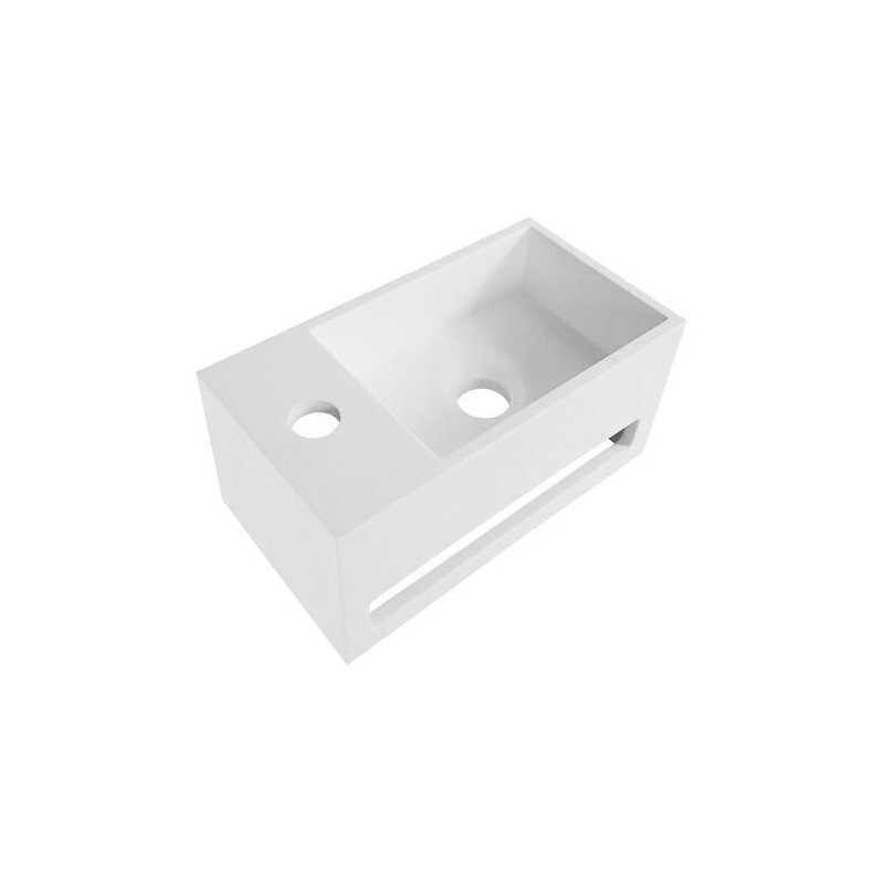 Lavabo en solide surface avec trou de robinetterie à gauche coloris blanc 35,8x20,5x15,7 cm